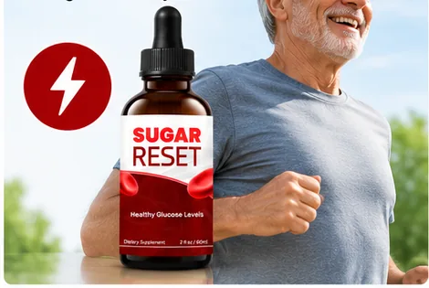 A smiling older man jogging outdoors holding Sugar Reset